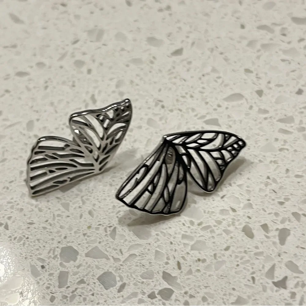 Stainless Steel Butterfly‎ Wings Stud Earrings